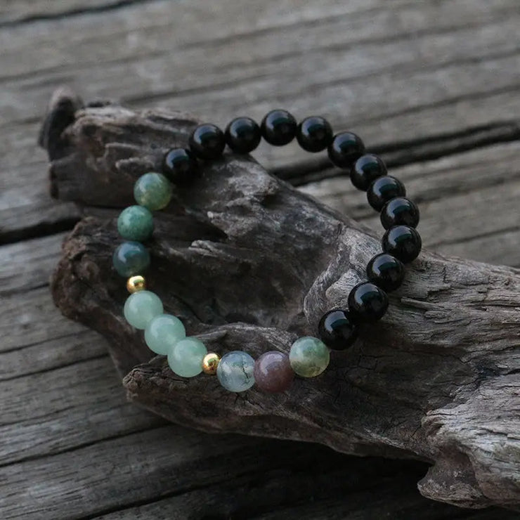 Abundance Onyx Indian Agate and Green Aventurine bracelet | ecomboutique116
