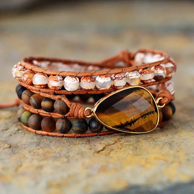 Tiger Eye and Agate Wrap Bracelet | ecomboutique116